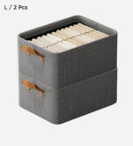 Cotton Linen Foldable Open Storage Basket with Handles F44 - Image 10