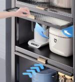 5 Tiers Narrow Multifunction Dustproof Metal Kitchen Storage Cabinet F85 - Image 5