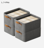 Cotton Linen Foldable Open Storage Basket with Handles F44 - Image 11