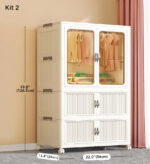 Installation Free Wardrobe Closet Storage Organizer With Wheels F227 - Image 6