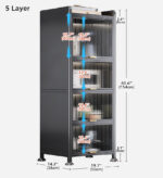 5 Tiers Narrow Multifunction Dustproof Metal Kitchen Storage Cabinet F85 - Image 6