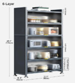 6 Tier Upgrade Large Metal Kitchen Pantry Storage Cabinet F118 - Image 10