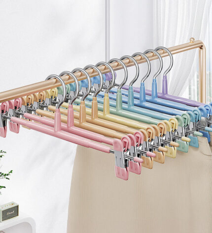 Pack of 28 Dress Pants Hangers with Colorful Non-Slip Adjustable Clips F232
