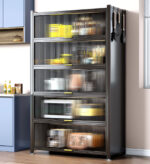 6 Tier Upgrade Large Metal Kitchen Pantry Storage Cabinet F118 - Image 8