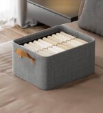 Cotton Linen Foldable Open Storage Basket with Handles F44 - Image 5