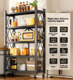 Heavy Duty Foldable Metal Organizer Shelves with Wheels Great for Garage Kitchen - Image 3