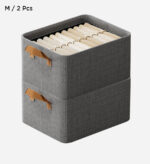 Cotton Linen Foldable Open Storage Basket with Handles F44 - Image 8